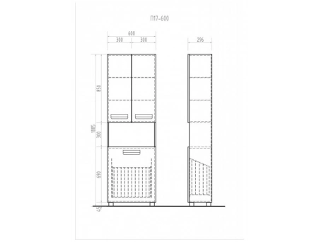 Шкаф-пенал VIGO Plaza 600 напольный с корзиной для белья - фото 11