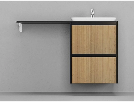Тумба с раковиной Velvex Klaufs 120x60 подвесная, правая черная/шатане (CeramaLux 78444) 56x60.2Y