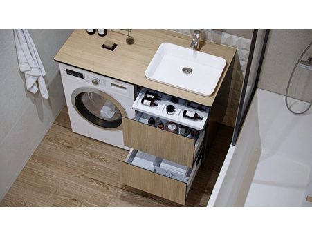 Тумба с раковиной Velvex Klaufs 120x60 подвесная, правая черная/шатане (CeramaLux 78444) 56x60.2Y - фото 4