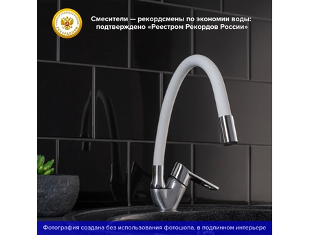 Смеситель для кухни РМС SL137W-016F хромированный с гибким белым изливом - фото 3