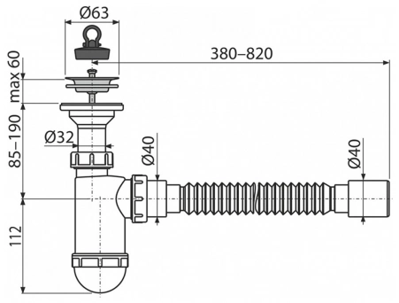 Сифон Alcaplast A41 Flexi AG2105123710 для раковины с решеткой и гофрой - фото 5