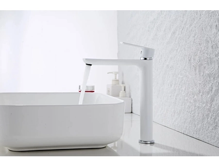 Смеситель для раковины Haiba HB11505-8 высокий, белый с хромом - фото 4