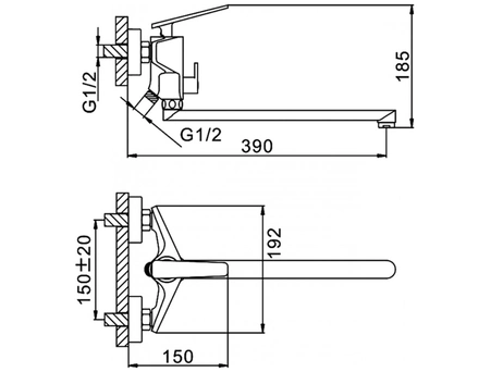 Смеситель для ванны Frap H57 F2257 черный матовый/хром - фото 12