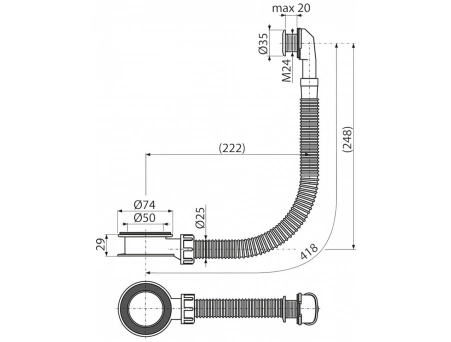 Слив-перелив для раковины Alcaplast A328B 00041894 - фото 4