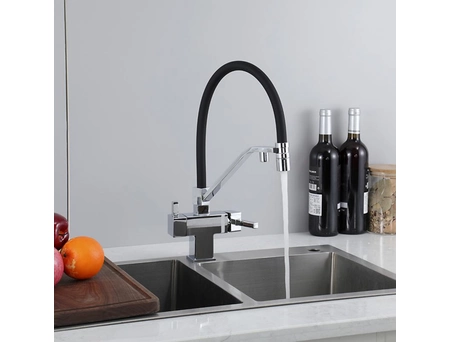 Смеситель для кухни Gappo G4395-60 хром с черным гибким изливом (под питьевую воду) - фото 5