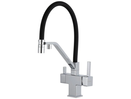 Смеситель для кухни Gappo G4395-60 хром с черным гибким изливом (под питьевую воду)