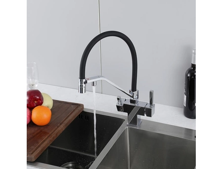 Смеситель для кухни Gappo G4395-60 хром с черным гибким изливом (под питьевую воду) - фото 17