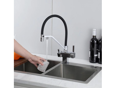Смеситель для кухни Gappo G4395-60 хром с черным гибким изливом (под питьевую воду) - фото 18