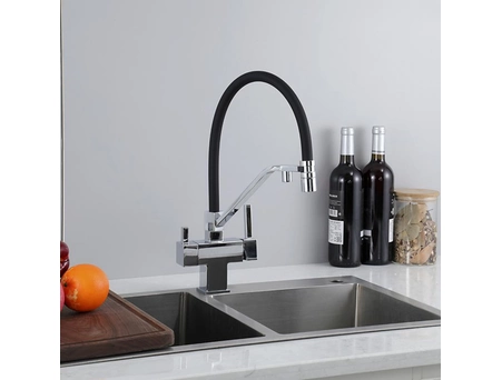 Смеситель для кухни Gappo G4395-60 хром с черным гибким изливом (под питьевую воду) - фото 2