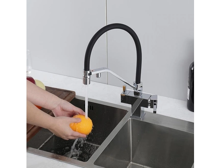 Смеситель для кухни Gappo G4395-60 хром с черным гибким изливом (под питьевую воду) - фото 7