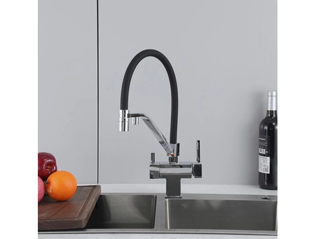 Смеситель для кухни Gappo G4395-60 хром с черным гибким изливом (под питьевую воду) - фото 3