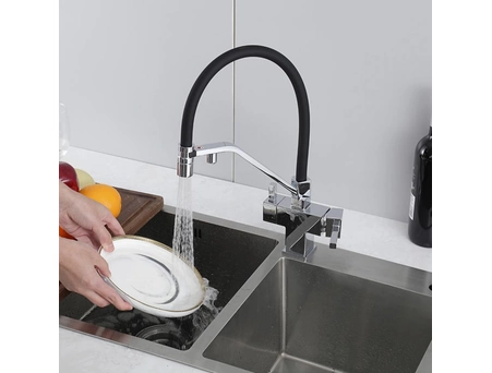 Смеситель для кухни Gappo G4395-60 хром с черным гибким изливом (под питьевую воду) - фото 16