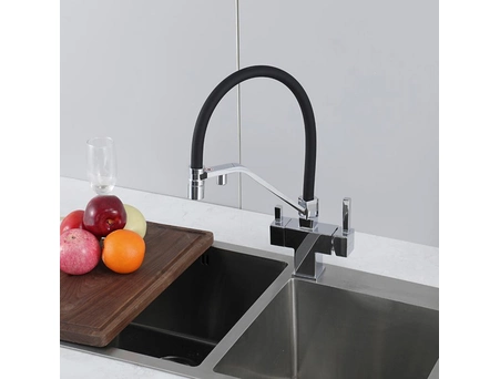 Смеситель для кухни Gappo G4395-60 хром с черным гибким изливом (под питьевую воду) - фото 4