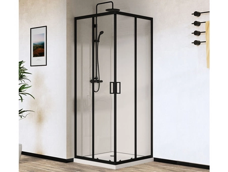 Душевой уголок Vincea City 90x90 VSS-5CT900CLB с черным профилем и прозрачным стеклом