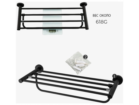 Полотенцедержатель Frap F30224 черный из нержавеющей стали - фото 5