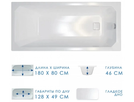 Акриловая ванна Triton Прага 180x80 (с каркасом, экраном) Щ0000049119 - фото 7
