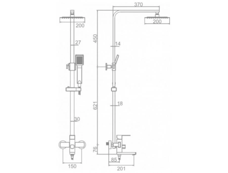 Душевая стойка со смесителем Aksa BAS-16-17-A INOX (AK0715) - фото 3