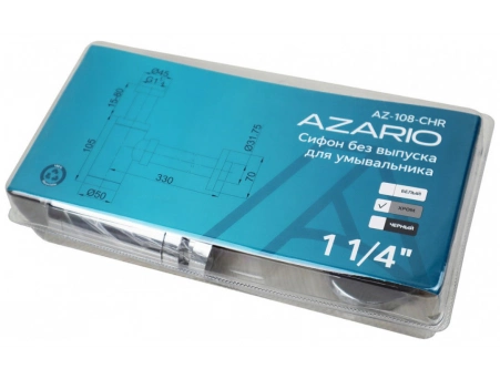 Сифон для раковины Azario AZ-108-CHR хромированный - фото 3
