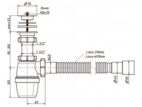 Сифон для раковины Orio A-4001 1 1/2