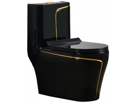 Унитаз моноблок Redo Boston Black/Gold RD-2057BGL безободковый
