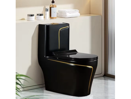 Унитаз моноблок Redo Boston Black/Gold RD-2057BGL безободковый - фото 2