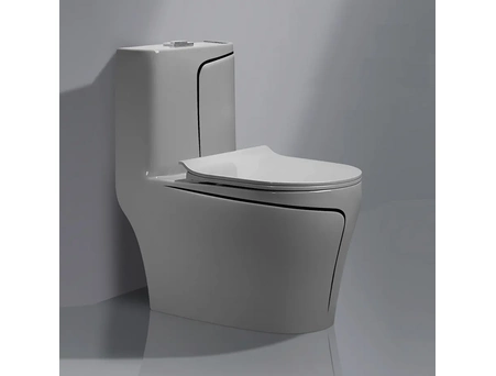 Унитаз моноблок Redo Boston RD-2057GRBL Gray/Black безободковый, дюропласт - фото 2