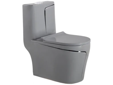 Унитаз моноблок Redo Boston RD-2057GRBL Gray/Black безободковый, дюропласт - фото 4