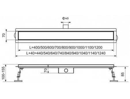 Душевой лоток Tim BAD466002BK 600x70 мм черный (с комбинированным затвором) - фото 22