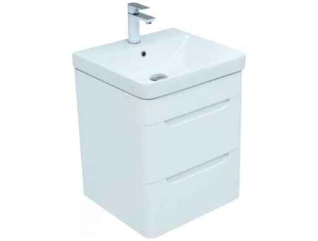 Тумба с раковиной Aquanet София 50 белый глянец 2 ящика - фото 3