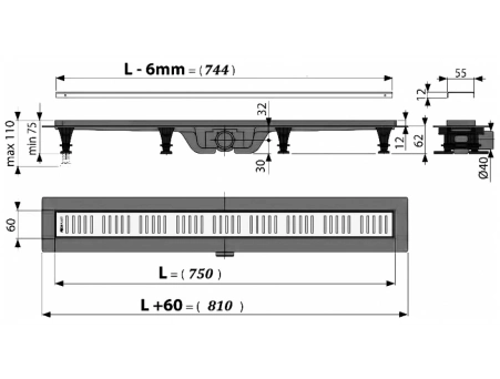 Душевой лоток Alcaplast APZ10-750M Simple 75 см с комбинированным затвором - фото 5