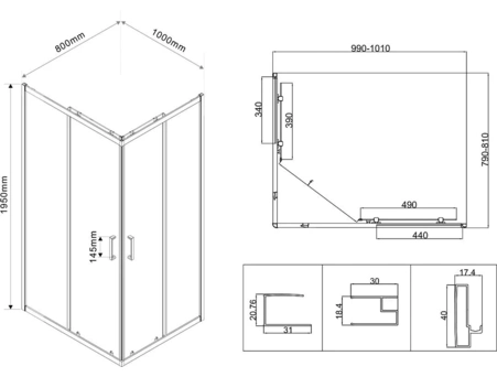 Душевой уголок Vincea City 100x80 VSS-5CT8010CL с хромированным профилем и прозрачным стеклом - фото 7