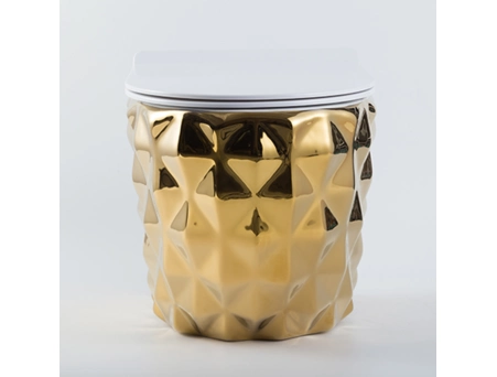 Подвесной унитаз Redo Geometry Gold 501 золотой, безободковый - фото 9