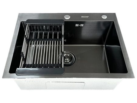 Кухонная мойка Redo Franco Black RD-6050B 60x50x22 (сифон, раздвижная корзина)