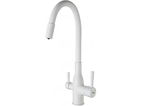Смеситель для кухни Frap F4396-8 с гибким изливом, белый (под питьевую воду)